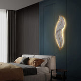 2Pack Modern Feather Wall Sconce – LED Decorative Wall Light with Artistic 3D Feather Design & Soft Ambient Backlight, Elegant Accent Lighting for Bedroom, Living Room & Hallway(White)