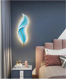 2Pack Modern Feather Wall Sconce – LED Decorative Wall Light with Artistic 3D Feather Design & Soft Ambient Backlight, Elegant Accent Lighting for Bedroom, Living Room & Hallway(Blue) In Australia - Darrahopens