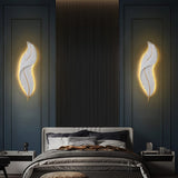 2Pack Modern Feather Wall Sconce – LED Decorative Wall Light with Artistic 3D Feather Design & Soft Ambient Backlight, Elegant Accent Lighting for Bedroom, Living Room & Hallway(Blue)