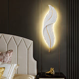 2Pack Modern Feather Wall Sconce – LED Decorative Wall Light with Artistic 3D Feather Design & Soft Ambient Backlight, Elegant Accent Lighting for Bedroom, Living Room & Hallway(Blue)