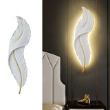 2Pack Modern Feather Wall Sconce – LED Decorative Wall Light with Artistic 3D Feather Design & Soft Ambient Backlight, Elegant Accent Lighting for Bedroom, Living Room & Hallway(Blue)