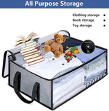 Large Capacity Foldable Hat Organizer Storage Box with Clear See-Through Window for Baseball Caps, Clothes, Toys, and Books, Underbed and Closet Container (Grey)