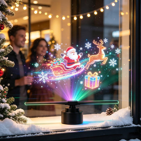 3D Hologram Projector, 4/16 Inch Christmas & Halloween HD LED Hologram Projector Holographic Advertising Display with Remote, WiFi and APP, Holographic Video Advertising for Home(black) In Australia - Darrahopens