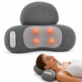 Neck Massager Pillow with Heat, Rechargeable Neck Massage Pillow, 2-Speed Vibration, Ergonomic Cervical Support, Cordless Heated Neck Massager for Home Office Travel(Gray)