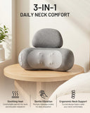 Neck Massager Pillow with Heat, Rechargeable Neck Massage Pillow, 2-Speed Vibration, Ergonomic Cervical Support, Cordless Heated Neck Massager for Home Office Travel(Gray)