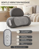 Neck Massager Pillow with Heat, Rechargeable Neck Massage Pillow, 2-Speed Vibration, Ergonomic Cervical Support, Cordless Heated Neck Massager for Home Office Travel(Gray)