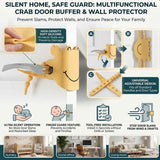 5-Pack Cute Crab-Shaped Silicone Door Lock Silencer, Adjustable Anti-Slam & Finger Guard for Bedroom & Nursery (Yellow)