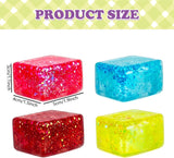 4 PCS Glitter Ice Cube Squishy Toy for Office & Classroom – Slow Rising Stress Reliever to Calm Anxiety (Multicolor)