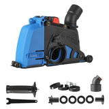 Dust Extraction Cutting Guard, Adjustable Cutting Depth Angle Grinder Dust Shroud, Cutting Dust Shroud Dust Collection Attachment Support Connection to Vacuum Cleaner, With 2 saw blades (Blue)