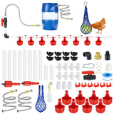 57 Pcs Automatic Chicken Waterer System Set, Chicken Watering Kit with 8 Water Cups & Float Valve, Poultry Water System for Chickens, Ducks & Quail – Bucket Not Included(red) In Australia - Darrahopens
