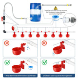 57 Pcs Automatic Chicken Waterer System Set, Chicken Watering Kit with 8 Water Cups & Float Valve, Poultry Water System for Chickens, Ducks & Quail – Bucket Not Included(red) In Australia - Darrahopens