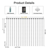 3M*3M Smart LED Curtain Lights – App & Remote Control, Music Sync, 400 LEDs, Festive Patterns & Timer, USB Waterproof Fairy Lights for Balcony, Party & Christmas Decor(Rainbow) In Australia - Darrahopens