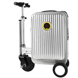 Electric Rideable Suitcase 20", 250W Motorized Scooter Luggage for Adults, Striped Design, USB Charging Expandable Carry-On with Wheels, 110kg Capacity, 12km/h(Silver)