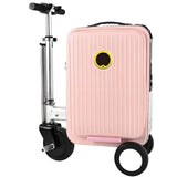 Electric Rideable Suitcase 20", 250W Motorized Scooter Luggage for Adults, Striped Design, USB Charging Expandable Carry-On with Wheels, 110kg Capacity, 12km/h(Pink)