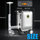 Electric Rideable Suitcase 20", 250W Motorized Scooter Luggage for Adults, Striped Design, USB Charging Expandable Carry-On with Wheels, 110kg Capacity, 12km/h(Black)