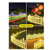 Solar LED White Picket Fence Lights 13.7" H x 11.2'L
Solar Powered Garden Border Decor Fence with Remote Control for Outdoor Yard Landscape(Warm light,110in(Rainbow)