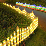 Solar LED White Picket Fence Lights 13.7" H x 11.2'L
Solar Powered Garden Border Decor Fence with Remote Control for Outdoor Yard Landscape(Warm light,110in(Rainbow)