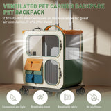 Cat Carrier with Wheels, Folding Rolling Pets Carrier on Wheel Soft Pet Handbag Cats Backpack, Dog Carriers up to 23 LBs Removable Cat Bag for Small Dogs Medium Cats Outing(Green)