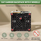 Cat Carrier with Wheels, Folding Rolling Pets Carrier on Wheel Soft Pet Handbag Cats Backpack, Dog Carriers up to 23 LBs Removable Cat Bag for Small Dogs Medium Cats Outing(Brown) In Australia - Darrahopens