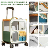 Cat Carrier with Wheels, Folding Rolling Pets Carrier on Wheel Soft Pet Handbag Cats Backpack, Dog Carriers up to 23 LBs Removable Cat Bag for Small Dogs Medium Cats Outing(Brown) In Australia - Darrahopens
