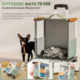 Cat Carrier with Wheels, Folding Rolling Pets Carrier on Wheel Soft Pet Handbag Cats Backpack, Dog Carriers up to 23 LBs Removable Cat Bag for Small Dogs Medium Cats Outing(Brown) In Australia - Darrahopens