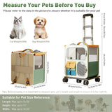 Cat Carrier with Wheels, Folding Rolling Pets Carrier on Wheel Soft Pet Handbag Cats Backpack, Dog Carriers up to 23 LBs Removable Cat Bag for Small Dogs Medium Cats Outing(Brown)