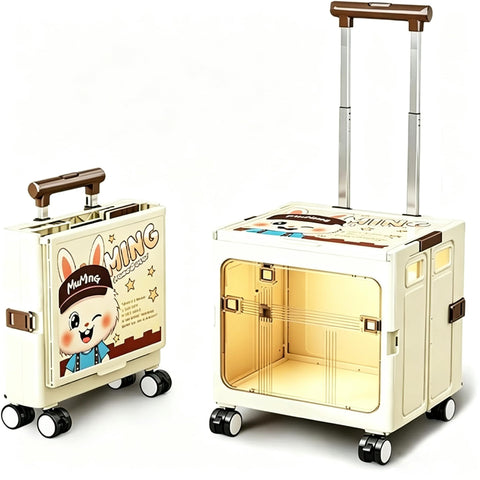 Foldable Sliding crates, Large-Capacity suitcases, Airplane Wheel Handbags, pet Boxes, Groceries and Outdoor Utility trolleys, Compact and Foldable Design, 14.37*12.20*14.96in (beige) In Australia - Darrahopens