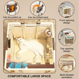Foldable Sliding crates, Large-Capacity suitcases, Airplane Wheel Handbags, pet Boxes, Groceries and Outdoor Utility trolleys, Compact and Foldable Design, 14.37*12.20*14.96in (beige)