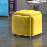 Stool, 5 in 1 Nesting Ottoman Stool with Swivel Casters Stackable Cube Square Sofa Vanity Movable Footstool for Living Room Bedroom(Five Colour)