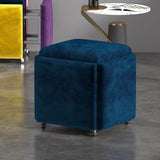 Stool, 5 in 1 Nesting Ottoman Stool with Swivel Casters Stackable Cube Square Sofa Vanity Movable Footstool for Living Room Bedroom(Dark Blue)