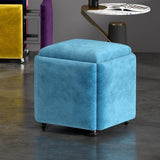 Stool, 5 in 1 Nesting Ottoman Stool with Swivel Casters Stackable Cube Square Sofa Vanity Movable Footstool for Living Room Bedroom(Dark Blue)