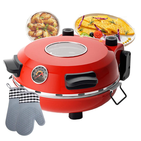 Darrahopens Appliances > Kitchen Appliances > Ovens Automatic Non-Stick Pizza Maker With 12"/31cm Plate | Indoor Pizza Baking Ovens 0-15 Minutes Time Control | Commercial Pizza Grill Oven Professional Pizza Ovens With Non-slip Bottom(red)