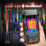 Darrahopens Tools > Industrial Tools > Measuring Tools & Sensors Thermal Imaging Camera Multimeter, 320x320 IR Resolution with 15 Thermal Palettes, 20000 Counts with 3.98" Touch LCD, Measures Cap, AC Clamp, Temp Diode for Electrical Home Inspection Electronic(Dark Gray)