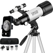 Darrahopens Audio & Video > Photography > Camera Accessories Telescope for Adult, 70mm Aperture 400mm Portable Telescope with Tripod, Finder Scope, Phone Adapter, Carrying Bag, Astronomical Refractors Telescopes for Kids Beginners Adults(White) In Australia - Darrahopens