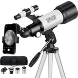 Darrahopens Audio & Video > Photography > Camera Accessories Telescope for Adult, 70mm Aperture 400mm Portable Telescope with Tripod, Finder Scope, Phone Adapter, Carrying Bag, Astronomical Refractors Telescopes for Kids Beginners Adults(White) In Australia - Darrahopens