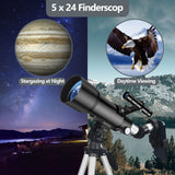 Darrahopens Audio & Video > Photography > Camera Accessories Telescope for Adult, 70mm Aperture 400mm Portable Telescope with Tripod, Finder Scope, Phone Adapter, Carrying Bag, Astronomical Refractors Telescopes for Kids Beginners Adults(White) In Australia - Darrahopens
