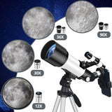 Telescope for Adult, 70mm Aperture 400mm Portable Telescope with Tripod, Finder Scope, Phone Adapter, Carrying Bag, Astronomical Refractors Telescopes for Kids Beginners Adults(Black)