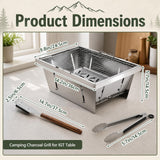 Folding Charcoal Grill Sets Compatible with IGT Table Insert
Portable Barbecue Grill with Handle, Storage Ba, 304 Net, Tong, Brush, for Outdoor Camp Cook Picnic Backyard Beach Travel Car(Silver)