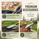 Folding Charcoal Grill Sets Compatible with IGT Table Insert
Portable Barbecue Grill with Handle, Storage Ba, 304 Net, Tong, Brush, for Outdoor Camp Cook Picnic Backyard Beach Travel Car(Silver)