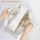 Large Capacity Travel Toiletry Bag with Dual Compartments, Waterproof PVC Cosmetic Organizer for Gym & Business Trips (White)