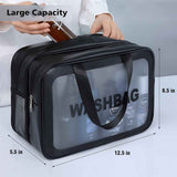 Large Capacity Travel Toiletry Bag with Dual Compartments, Waterproof PVC Cosmetic Organizer for Gym & Business Trips (Black)