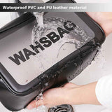 Large Capacity Travel Toiletry Bag with Dual Compartments, Waterproof PVC Cosmetic Organizer for Gym & Business Trips (Black)