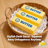 2 PCS Giant Butter Stick Squishy Toy with Smiley Face for Office & School – Slow Rising Stress Reliever to Calm Anxiety (Yellow)
