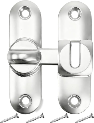 90/180 Degree Zinc Alloy Flip Lock for Barn & Sliding Doors – Heavy Duty Security Latch for Cabinets, Windows & Sheds (Silver)