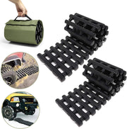 2PC Traction Tracks Mats TPR 31.5" L Tire Recovery Track Pad Roll Car Vehicle Tyre Traction Boards Tire Ladder Track Grabber Auto Emergency Traction Aid w/Bag for Off-Road Mud Snow Ice Sand(black)