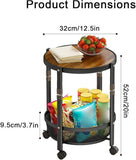 Darrahopens Furniture > Living Room > Side Tables Folding Rolling Side Table with Wheels, 3-Tier Round Storage Cart, Space-Saving Portable End Table with Wood Grain Top, Metal Mesh Baskets for Living Room, Bedroom, Kitchen, and Small Spaces(black) In Australia - Darrahopens