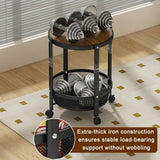 Darrahopens Furniture > Living Room > Side Tables Folding Rolling Side Table with Wheels, 3-Tier Round Storage Cart, Space-Saving Portable End Table with Wood Grain Top, Metal Mesh Baskets for Living Room, Bedroom, Kitchen, and Small Spaces(White) In Australia - Darrahopens