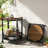 Darrahopens Furniture > Living Room > Side Tables Folding Rolling Side Table with Wheels, 3-Tier Round Storage Cart, Space-Saving Portable End Table with Wood Grain Top, Metal Mesh Baskets for Living Room, Bedroom, Kitchen, and Small Spaces(White) In Australia - Darrahopens