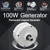 100W 12V/24V Permanent Magnet Generator with Base – 3-Phase Gearless Alternator 600 RPM, 100A 1600V Rectifier, DIY Wind Turbine & Hydro Generator for Off-Grid Renewable Energy, 12V (White)