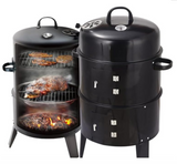 Outdoor Double-Layer Grill – Charcoal Wood-Fired Braising & Smoking Stove, Portable Grill for Camping, Outdoor Cooking, Backyard Kitchen, Patio & Garden BBQ(black)